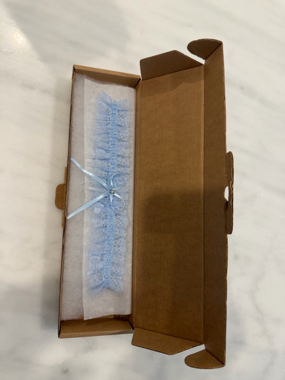 Light Blue Lace Bridal Garter with Ribbon Accent